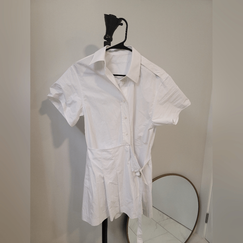 Vestido Helmut Lang Blanco Assimétrico Pequeño - Imagen 2 de 9