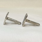 Vintage Silver Tone Black Onyx Style Rectangle Cufflinks Mens Formal Jewelry — photo 2