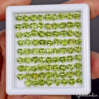 gemsindia VVS 80 Stk Natürlicher Grüner Peridot 5mm Herz Schliff Lose Edelsteine