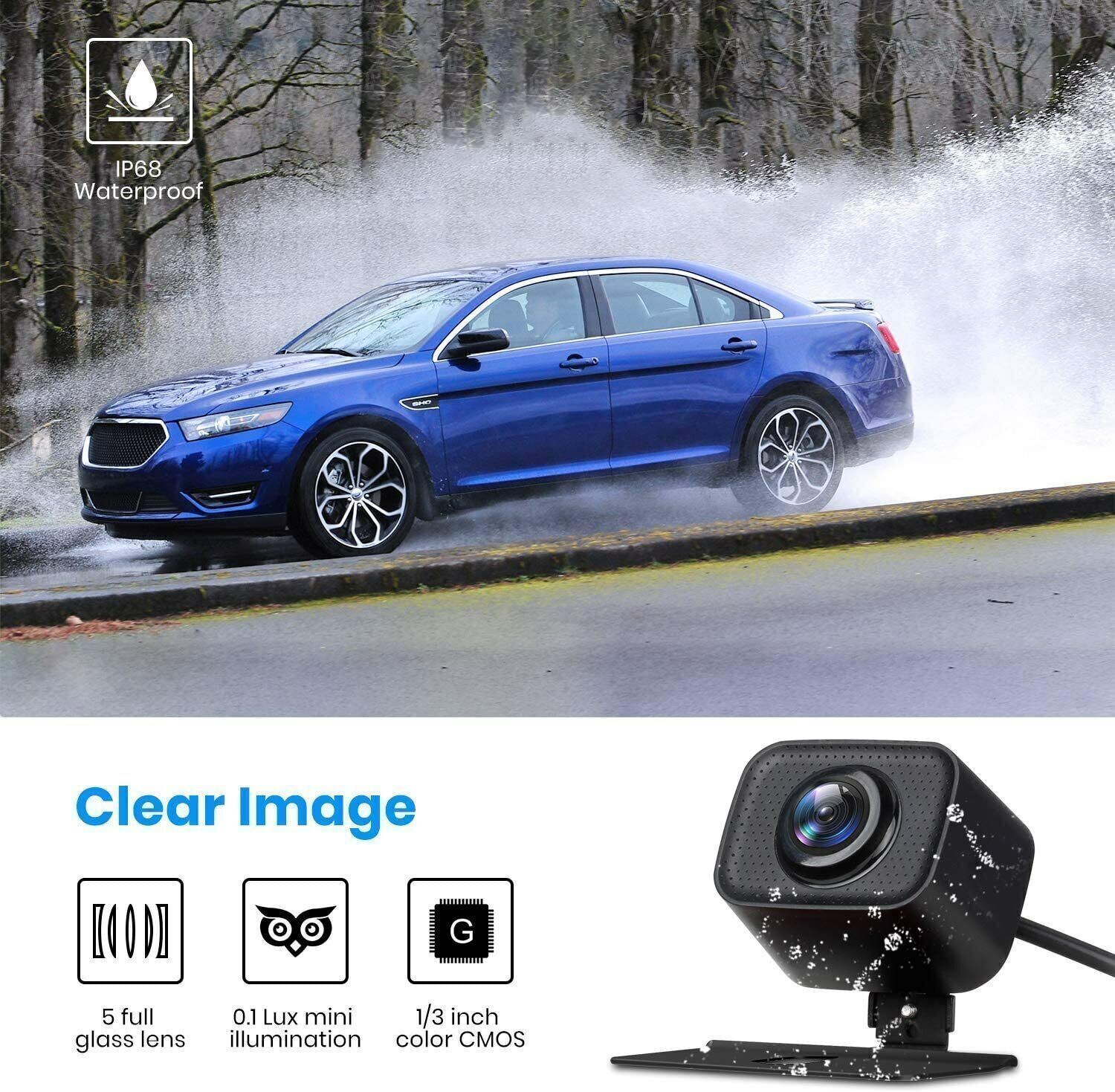 AUTO-VOX W7 Wireless Digital Rear View Camera + 5" HD LCD Monitor Parking Aid Kit