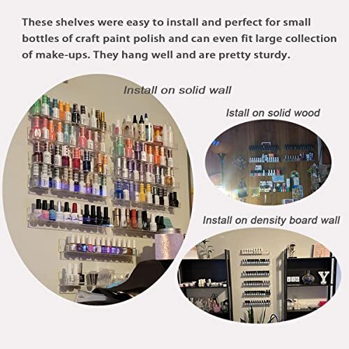 6Pcs/Set Acrylic Nail Polish Rack Wall Mounted,Lipstick Essential Oil Bottle ...