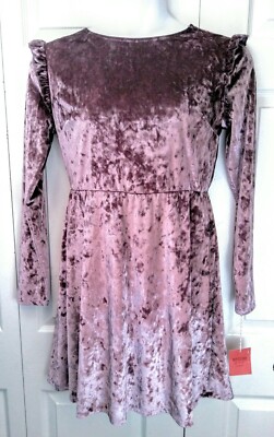 mossimo Women/'s Velvet Long Sleeve Ruffle Shoulder Fit /& Flare Dress XS-XXL