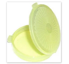 Tupperware NEW Mini Clamshell Pill Keeper Round Pocket Container, Sheer Green