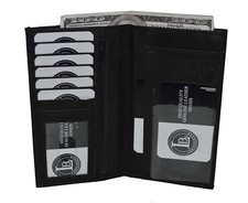 NEW BLACK GENUINE LEATHER CHECKBOOK COVER FOR MEN WOMEN