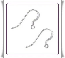 50 STERLING SILVER FILLED Flat HOOKS ~ COIL + Loop end ~ Earrings EarWire  23ga