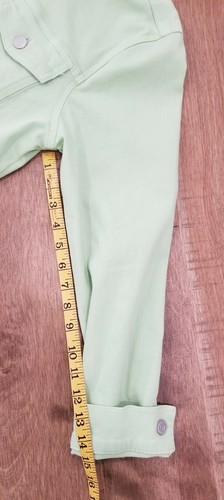 Denim & Co. Canyon Retreat Easy Stretch Fray Hem Denim Jacket Sage Size Small - Picture 5 of 16