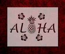 Aloha Pineapple Stencil Hawaiian Flowers Hibiscus 11 x 8.5 Inches 850 