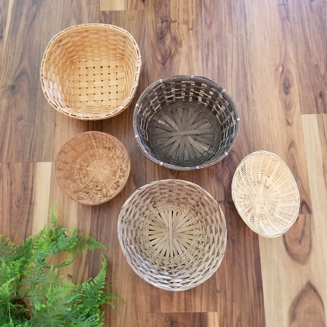 Vintage Wicker Rattan Boho Woven Baskets Wall Hanging