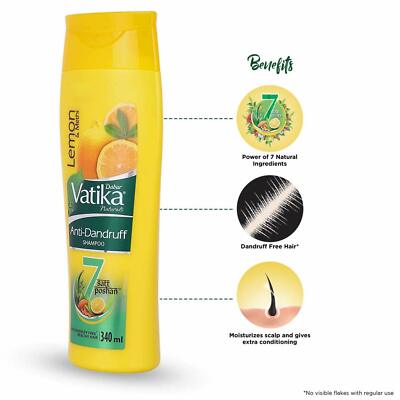 Dabur Vatika Anti Dandruff Shampoo, with Lemon & Methi 180 ml - Free Ship