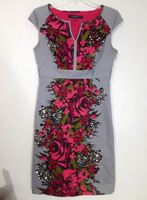 Nine West womens Sheath Dress Size 4 Floral Gray sleeveless business casual