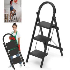 3 Step Ladder Step Stool Folding Wide Anti-Slip Pad Ladder Lightweight 330LBS