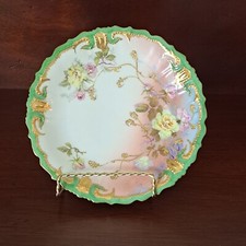 Antique 1890 Hand Painted Floral And Gold Gilt Limoges France Porcelain Plate