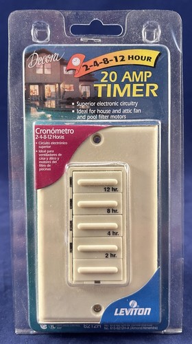 Leviton 6212H-I 2, 4, 8, or 12 Hour Countdown Timer Ivory New