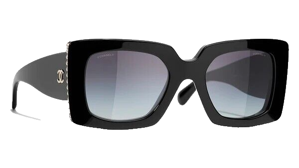 NEW SUNGLASSES CHANEL 5480 H 622/S6 BLACK GOLD PEARL / GREY LENS