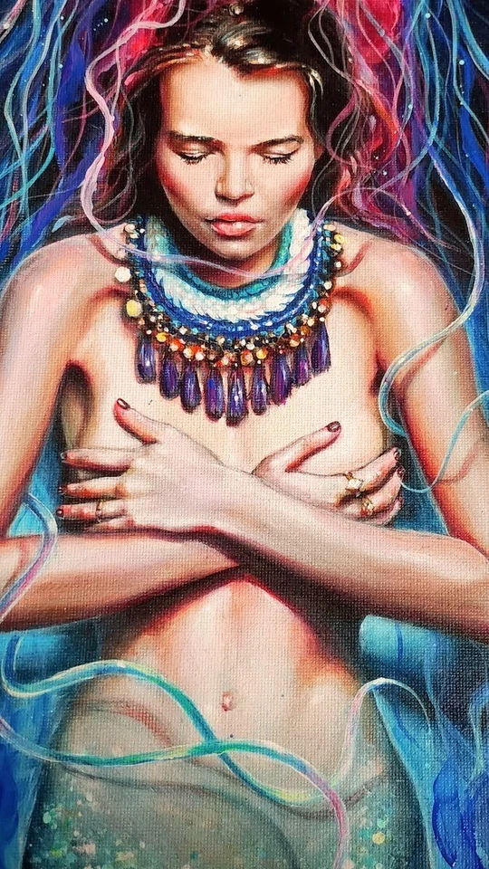 EVA GAMAYUN "Metamorphosis" (2017) OOAK, LE. Hand-Embellished Canvas. 22"x12" - Image 4 of 4