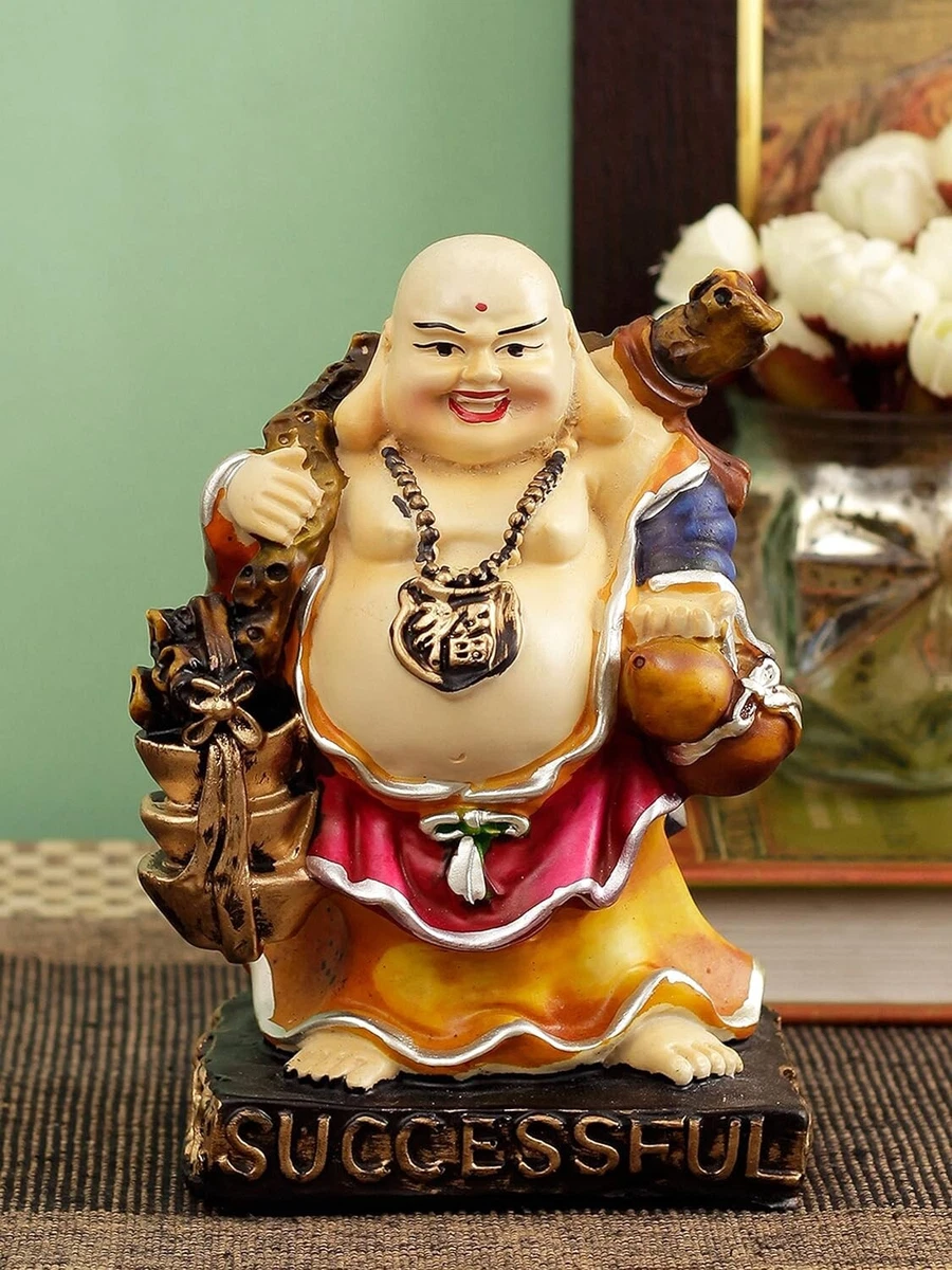 TIED RIBBONS Laughing Buddha Statue Figurine Showpiece for Wall Shelf Table Desk
