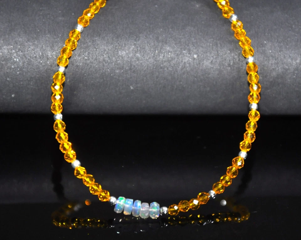 Ethiopian Opal and Citrine Beaded Bracelet with Sterling Silver Clasp - Image 4 of 4