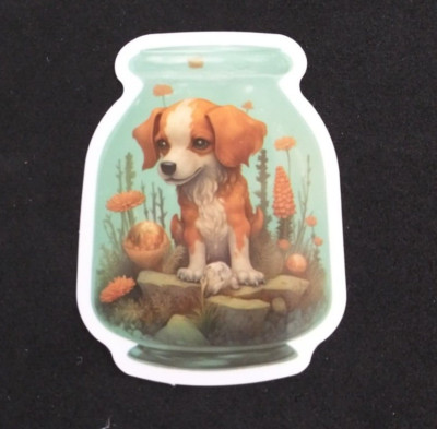 Puppy Standing On Rocks Inside Jar Sticker 2'' x 1.5''