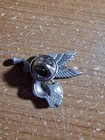 Christmas Guardian Angel Blowing Horn Lapel Pin Silver Pewter Color — photo 3