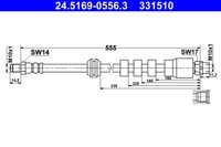 Ate 24.5169-0556.3 Bremsschlauch 555 Mm FüR Bmw 5 E60 E61 6 E63 E64 2.0-5.0