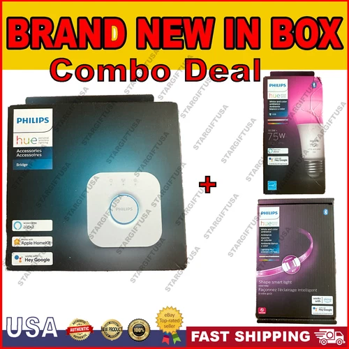 Philips Hue Bridge| White and color Ambisnce 75W| Shape Smart light 3 Combo NEW