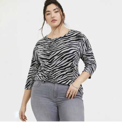 Torrid Super Soft Zebra Drop Shoulder Top Size M/L