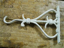 Cast Iron Victorian Style WHITE HEART Plant Hook Garden Hanger Wall Barn Fence