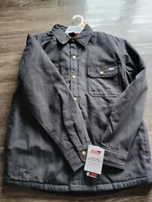 Dickies Canvas Hooded Shirt Jacket Gray Zip/Snap Size XL