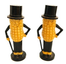 Vintage Planters Mr Peanut Plastic Salt & Pepper Shakers Made In USA 4"