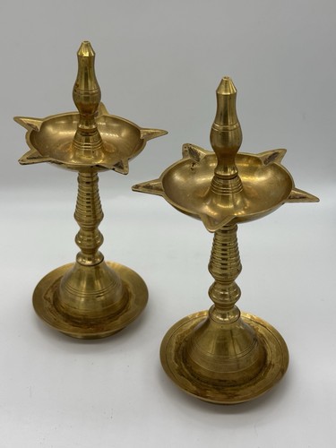 Brass Fancy Kerala Diya Oil Lamp Stand for Puja Home Decoration Items Temple 5In