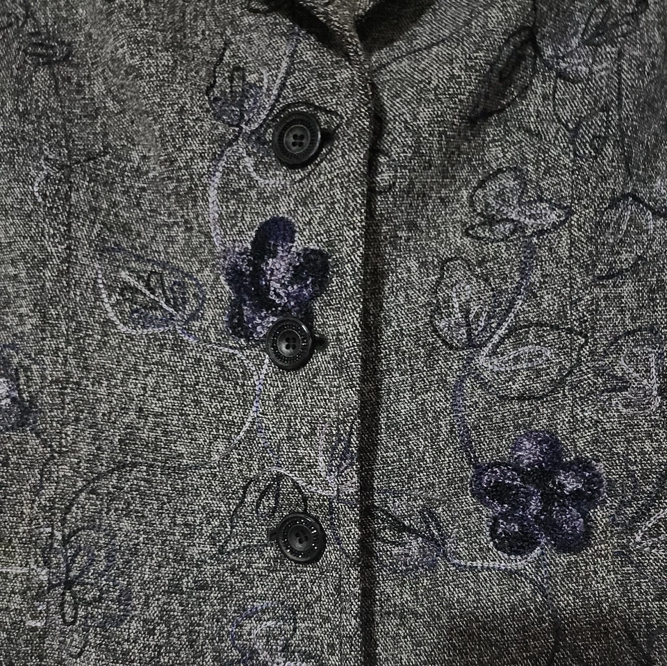 Liz Claiborne Mujer 4 Pequeño Elástico Negro Gris Botones Blazer Traje Chaqueta Foto 3 de 4