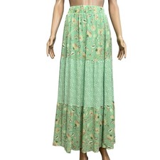 Torrid Washable Gauze Maxi Skirt 2X Tiered Floral Cottagecore Prairie Boho Green