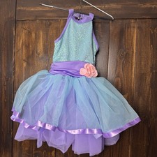 Girls Weissman Blue Purple Sequin Tulle Tutu Dress Size SC Dance Leotard Costume