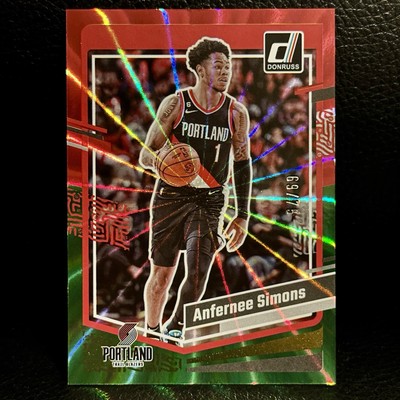 Anfernee Simons 2023-24 Panini Donruss Red Green Holo Laser #/75 Low Serial Num