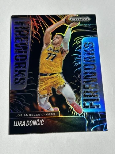 2024-25 Panini Prizm Black Fireworks Silver Prizm #10 Luka Doncic Lakers