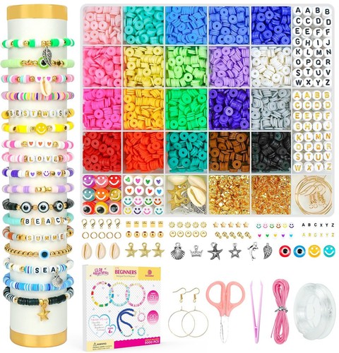 Dowsabel Clay Beads Bracelet Making Kit for Beginner 5000 Pcs Preppy Polymer ...