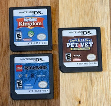Nintendo DS Game Bundle – MySims Kingdom, Lego Rock Band & Pet Vet (3 Games, Tes