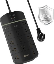 Power Strip,SUPERDANNY 5000 Joules Surge Protector with 13 AC 6ft, Black