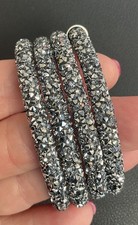 GENUINE  Swan Signed SWAROVSKI "Crystaldust" Silver Grey TRIPLE Bangle #5292443