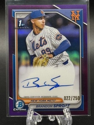 Brandon Sproat 2024 Bowman Chrome Purple Refractor 1st Auto CDABS #22/250