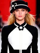 Black Wool Felt Bowler Hat For Women Formal Church Tea Party Hats With Flower