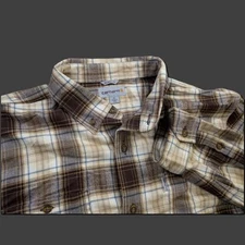 XL Carhartt Brown Flannel Shirt Long Sleeve Button-Down Plaid