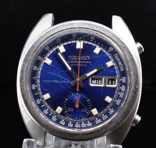 Vintage Seiko Proof Chronograph 17 jewel Steel 70m Watch Ref 6139 6011 N/R