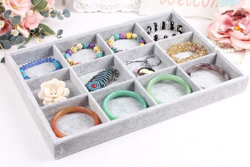 Stackable Jewelry Tray 12 Grid Velvet Jewelry Display Jewelry Organizer Brace... - Picture 6 of 6