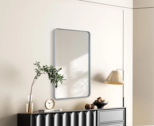 Elegant Decor Contour Metal Rectangle Mirror 30X48 In Silver - Picture 3 of 11