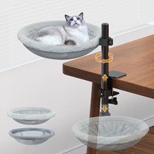 On/Under Cat Desk Bed - 360 Rotation  Adjustable Mount Perch Cats Hammock up...
