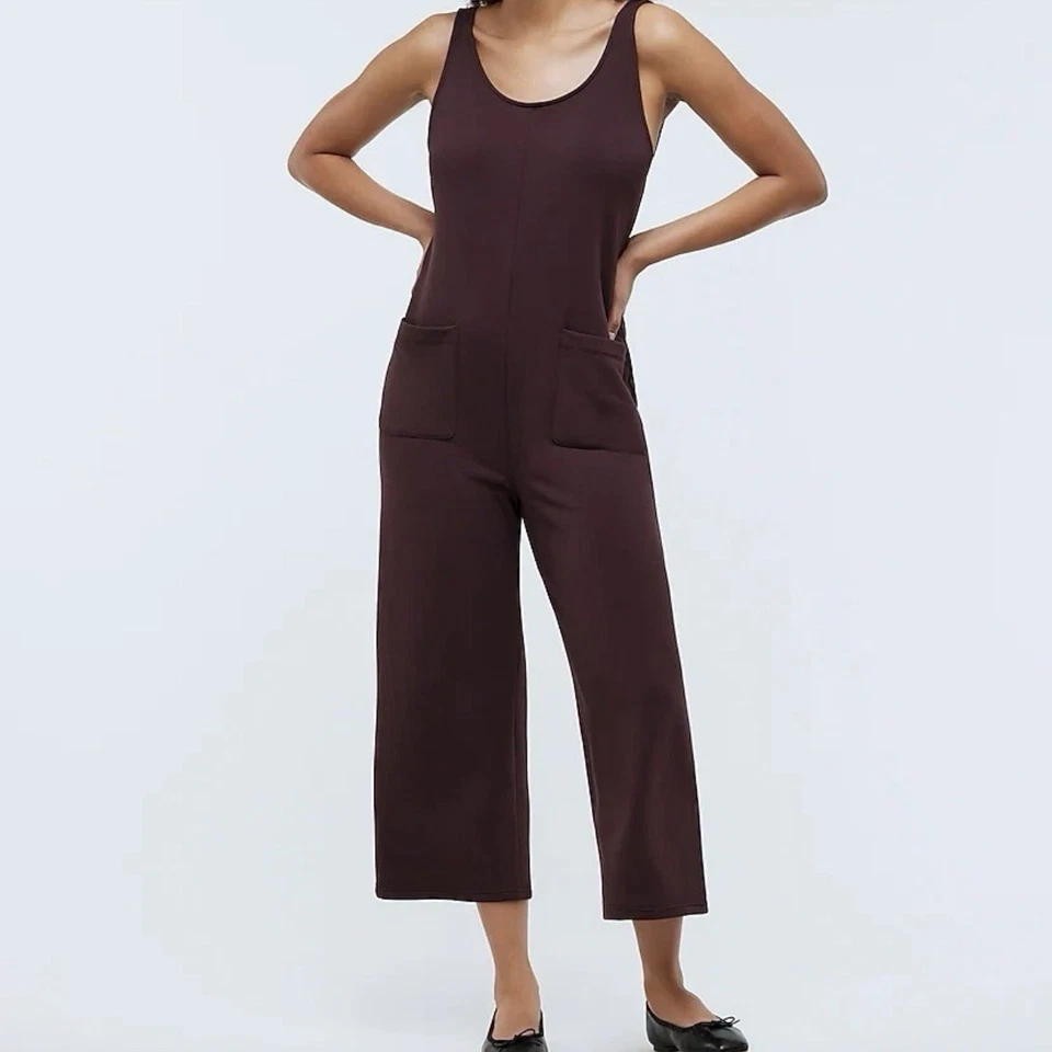 MWL Madewell Burgundy Superbrushed Pull On Jumpsuit M Soft Comfy Loungewear - Image 2 of 4