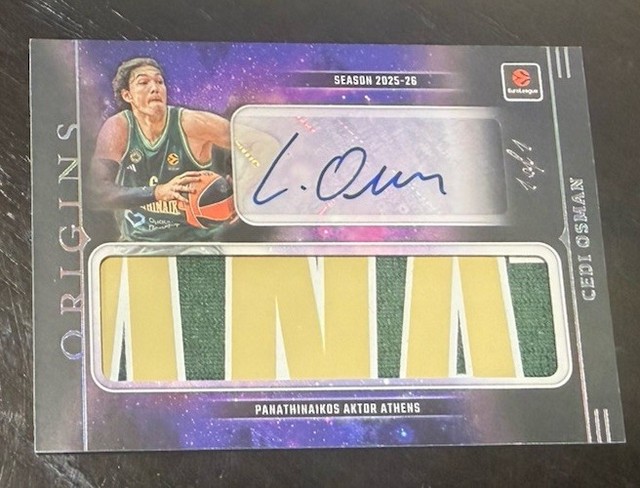 2025-26 Panini Origins EuroLeague Cedi Osman Jumbo Patch Auto BLACK 1/1