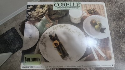 Corelle Dinnerware Callaway Ivy 16 Pcs Dinner, Salad Plates, Bowls, Cups In Box