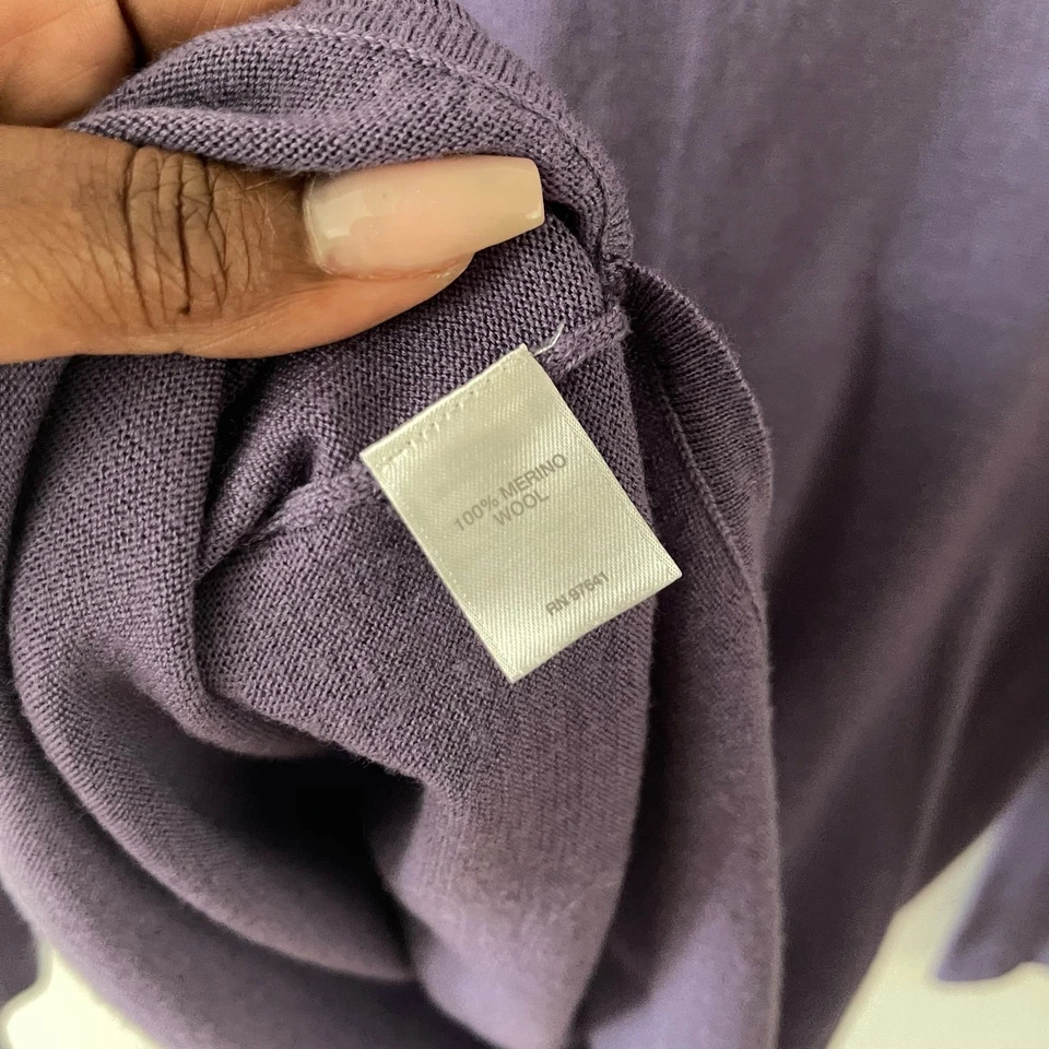 J. Jill Merino Wool Sweater Womens XS Purple Long Sleeve Minimalist Casual Basic - Image 4 of 4